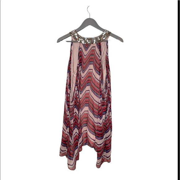 Free People Dress Striped Chevron Sequin Neckline M - Picture 2 of 7